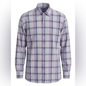 Peter Millar Men's Multicolor Plaid Shirt Lavender and blue